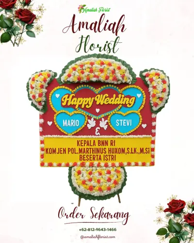 Karangan Papan Bunga Pernikahan di Padebuolo